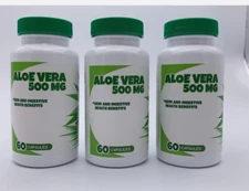 3 Aloe Vera 500mg Extract Capsules Skin Detox Cleaning & Digestive Support Pills