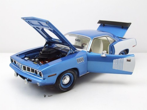 Plymouth Hemi Cuda 1971 Azul Blanco Modelo De Coche 1:18 Acme - Imagen 4 de 11