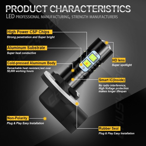 For Polaris Sportsman 500 550 570 600 700 800 850 3X 881 LED Headlight Bulbs Kit - Picture 2 of 13