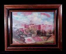 Vtg 1967 Melvin Orville Miller Orig Oil On Board #730 Baltimore City College HS