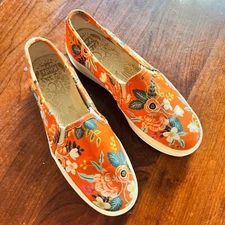 Keds X Rifle Paper Company Women's Tropical Floral Slip-On Sneakers Orange Size