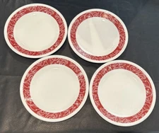 Corelle Vitrelle Bandhani Red/White Floral Bread & Butter Plates. 6.75”.