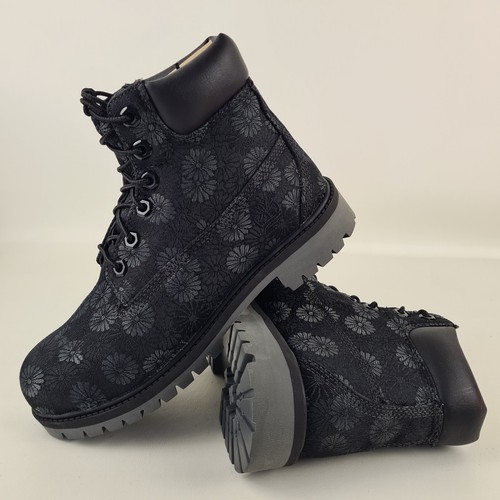 Timberland 6 IN stivali classici TB0A177S neri floreali outdoor taglia 6,5 ragazze = 8 Wm - Foto 10 di 12
