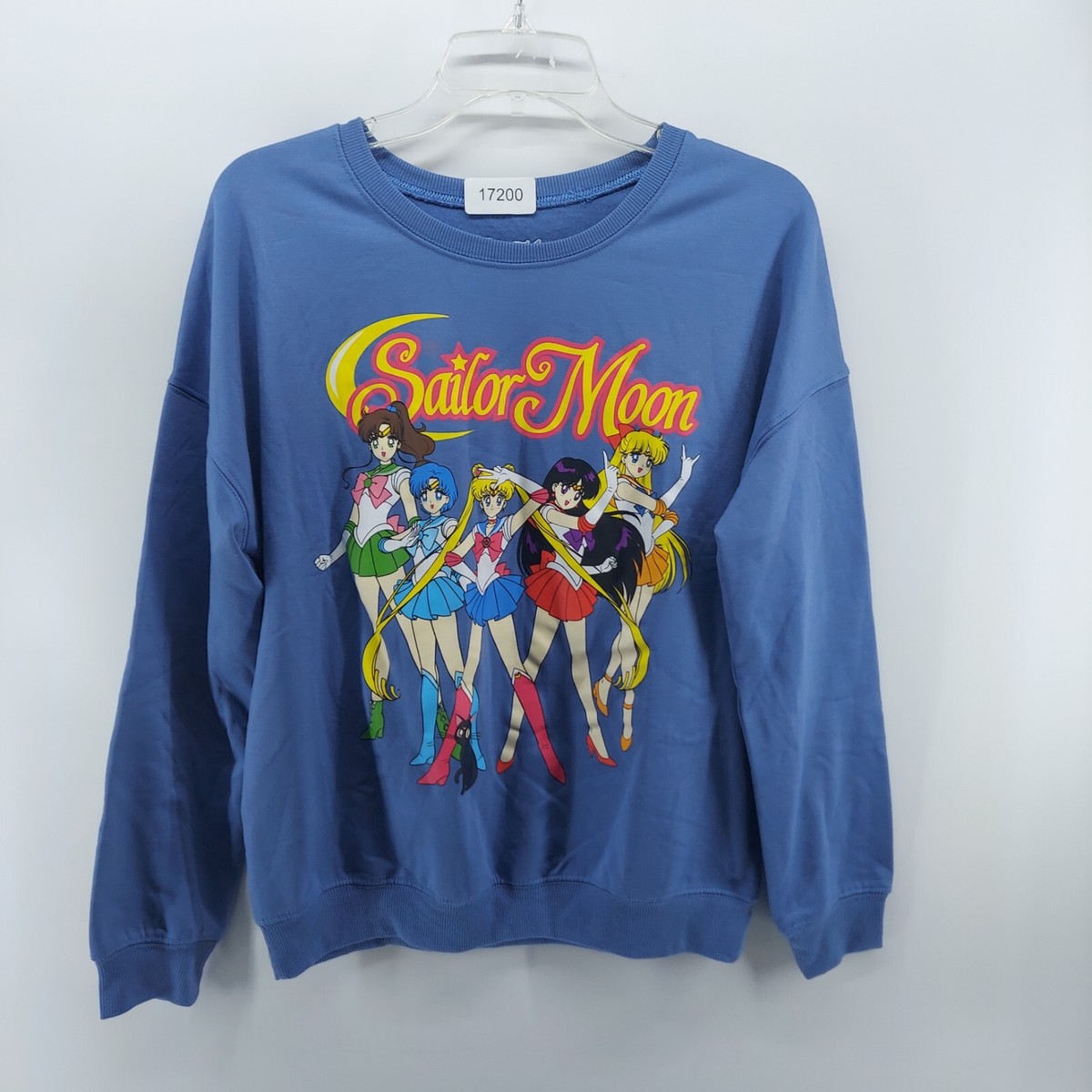 sailor moon sweatshirt women size smll blue crew neck fleece