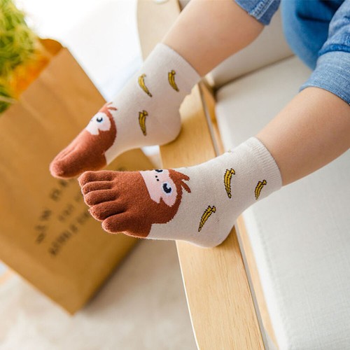 Kids Girls Cotton Cartoon Animal Five Fingers Toe Ankle Socks Anti-Slip Socks в - Picture 12 of 20