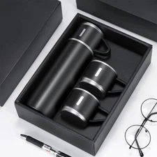 Steel Vacuum Insulated Bottle Gift Set Office Business Coffee Mug Thermos New
