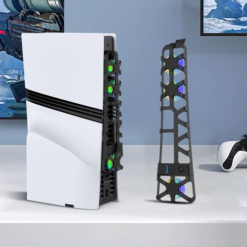 Temperature-Controlled Cooling Fan for PS 5 Pro W/ RGB Light USB3.0 System FR - Photo 5/13