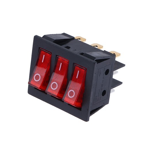 1Pc Rocker Switch KCD3 Red Ligh 3 Way Black Switch 9 Pin 2 Position ON ...