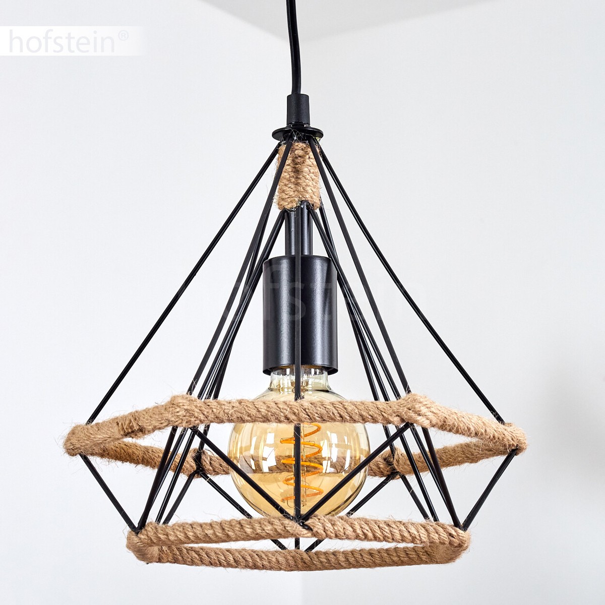 Boho Hängeleuchte Mit Hanfseil-Schirm – Höhenverstellbar, DIY-Design, Für Wohnzimmer Oder Esszimmer