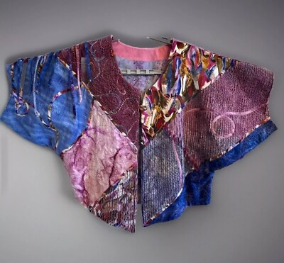 Unique Handcrafted Reversible Patchwork Jacket Custom Art To Wear Sz L