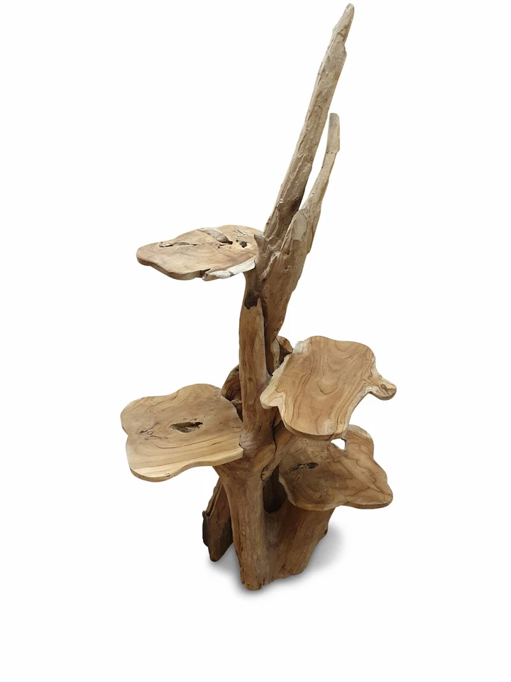 Scaffale Per Piante In Legno Massello Di Radice Di Teak - Immagine 3 di 4