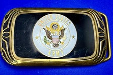 United States Army Military Eagle Seal Vintage 1988 NAP Solid Brass Belt Buckle