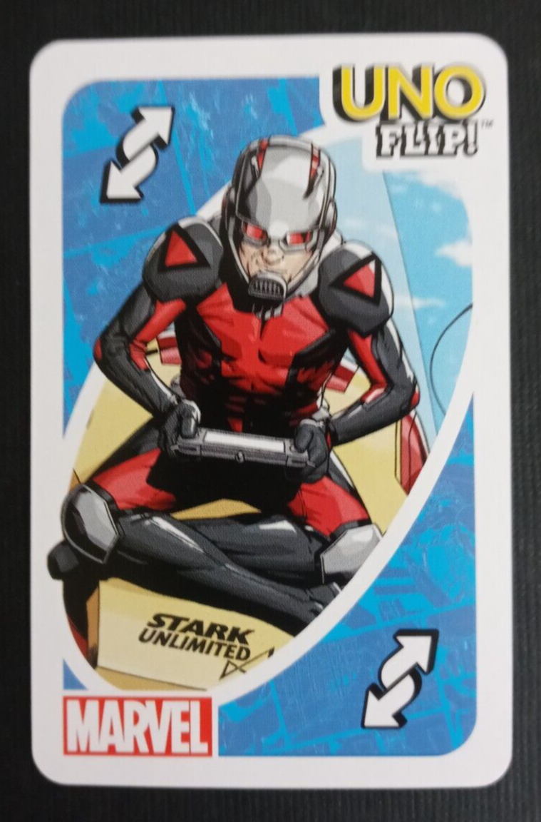 Marvel Uno Flips Card Blue Ant-Man Reverse Card /Thanos Wild