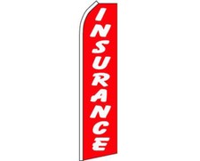 Insurance Red / White Swooper Super Feather Advertising Flag