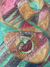 Very Beautiful Abstract Painting Nicolas Issaïev Issaiev Oil on Panel Cubist