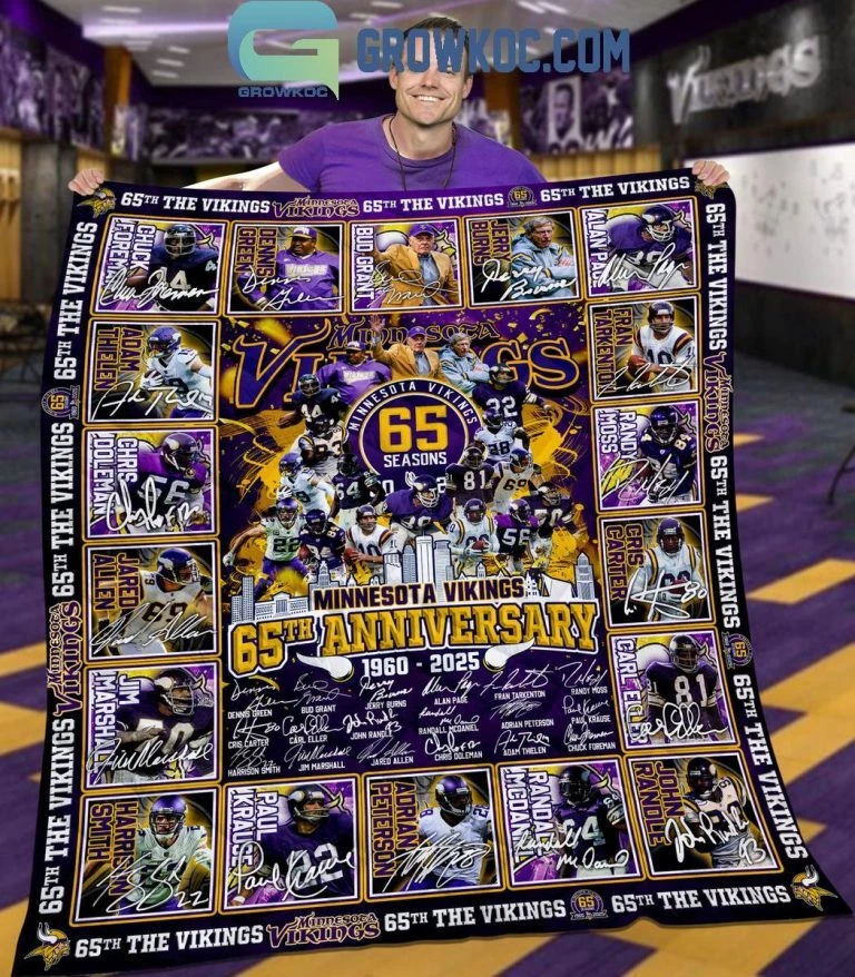 Minnesota Vikings 65 Seasons 65th Anniversary 1960-2025 Fleece Blanket