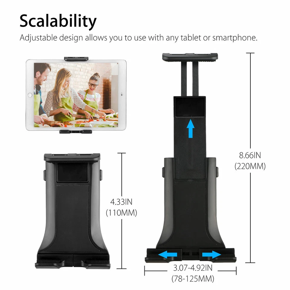 360° Car Back Seat Headrest Mount Holder Stand for 4-12Inch Phone Tablet PC iPad - Image 3 of 4