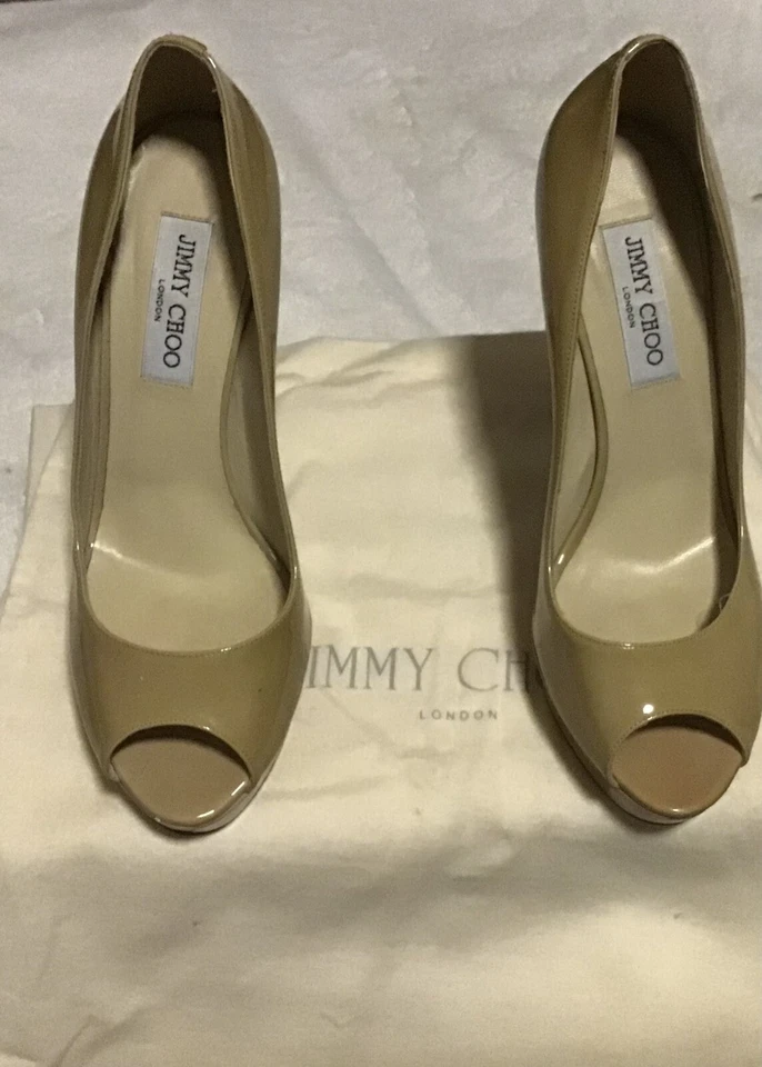 BOMBAS CLÁSICAS PLATAFORMA CHAROL JIMMY CHOO COSMIC 120 NUEVAS EN CAJA Talla 9 Foto 4 de 4