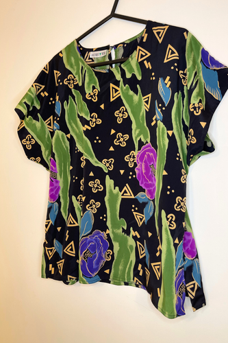 Vintage Jacques Vert Top 80's Colourful African Print Unique Oversized 14 16 18 - Picture 4 of 8