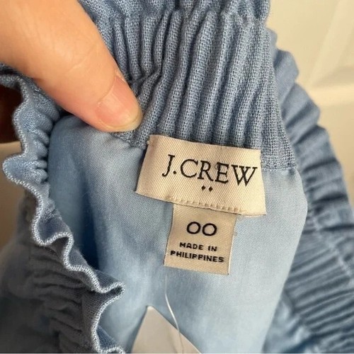 J Crew Linen-Cotton Blend City Skirt in Blue Summer Preppy Lightweight 00 - Picture 8 of 12