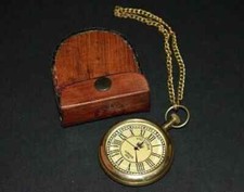Victoria Fob 1875 Pocket Watch Vintage Maritime Brass with Leather box