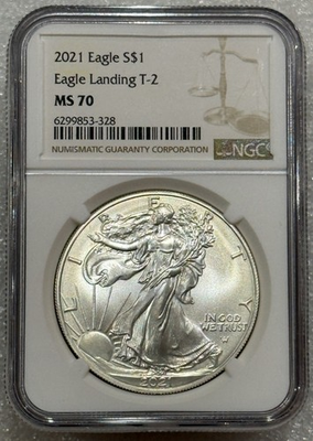 #ad 2021 Silver Eagle Type 2 NGC MS 70 Brown Label PRISTINE NO SPOTS $100.00