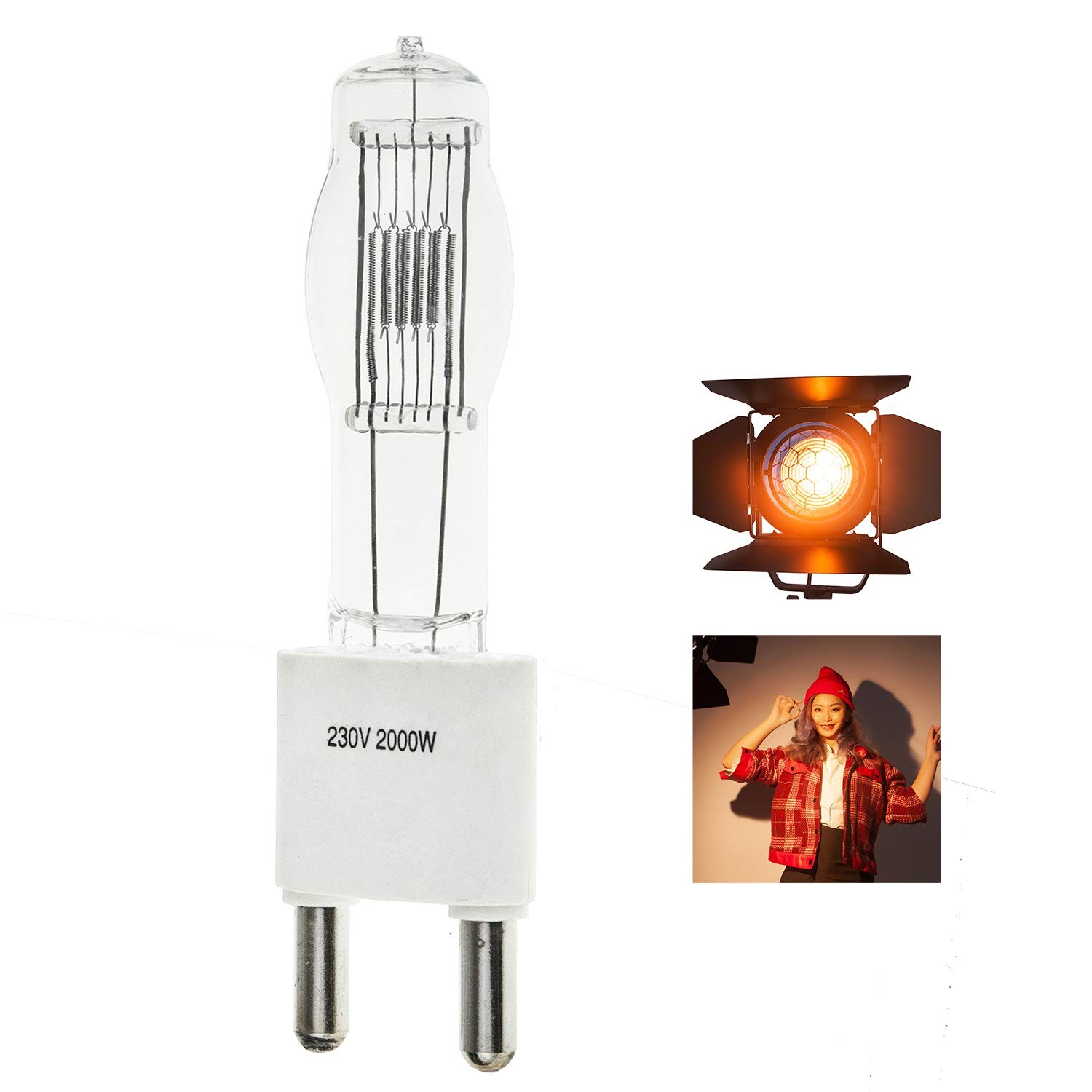 Ampoule halogène studio 2000W 3200K GY38 blanc chaud pour projecteur de scène