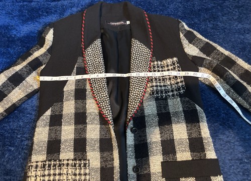 Vg Canvasbacks Lutton Horsfield Patchwork Plaid Wool Artsy Blazer Jacket Sz XS - Picture 9 of 11