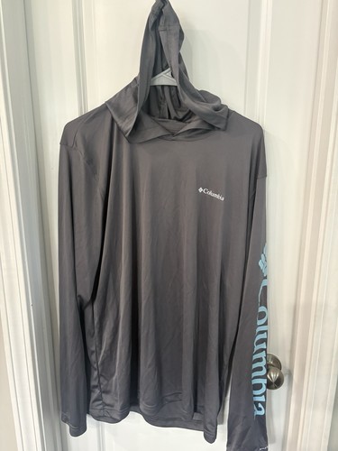 Columbia Rapid Creek Camisa con Capucha Manga Larga Gris Omni-Sombra Talla: L (Nueva con Etiquetas)