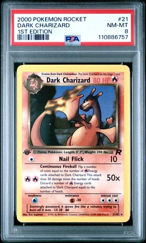 Dark Charizard Pokemon Rocket 21 NM PSA 8