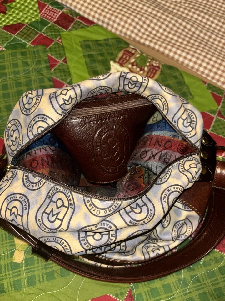 Marino Orlandi Italian Authentic Leather Monogram Shoulder Bag - Image 3 of 4