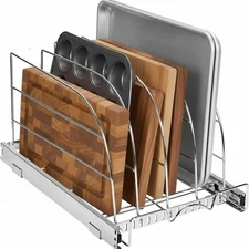 Pull Out Organizer for Bakeware, Cutting Board and Trays, Adjustable Dividers...