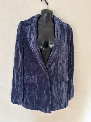 Vintage Topshop Soft Blue Velvet Jacket Blazer size UK