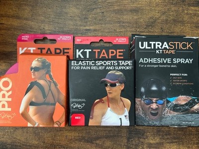KT Tape PRO 20 Strip 10'' Precut Hero Pink Elastic Sports Red Ultra Stick Spray
