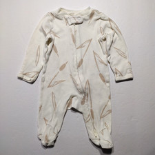 Carter's Newborn Footed Pajamas Mittens 2-Way Zipper Cream Neutral Beige 0M