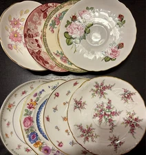 Lot of 8 Vintage Mismatched China Saucers