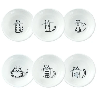 SOCOSY Ceramic Sauce Dishes Set of 6 Cute Cat Soy Dip Bowls Appetizer Plates