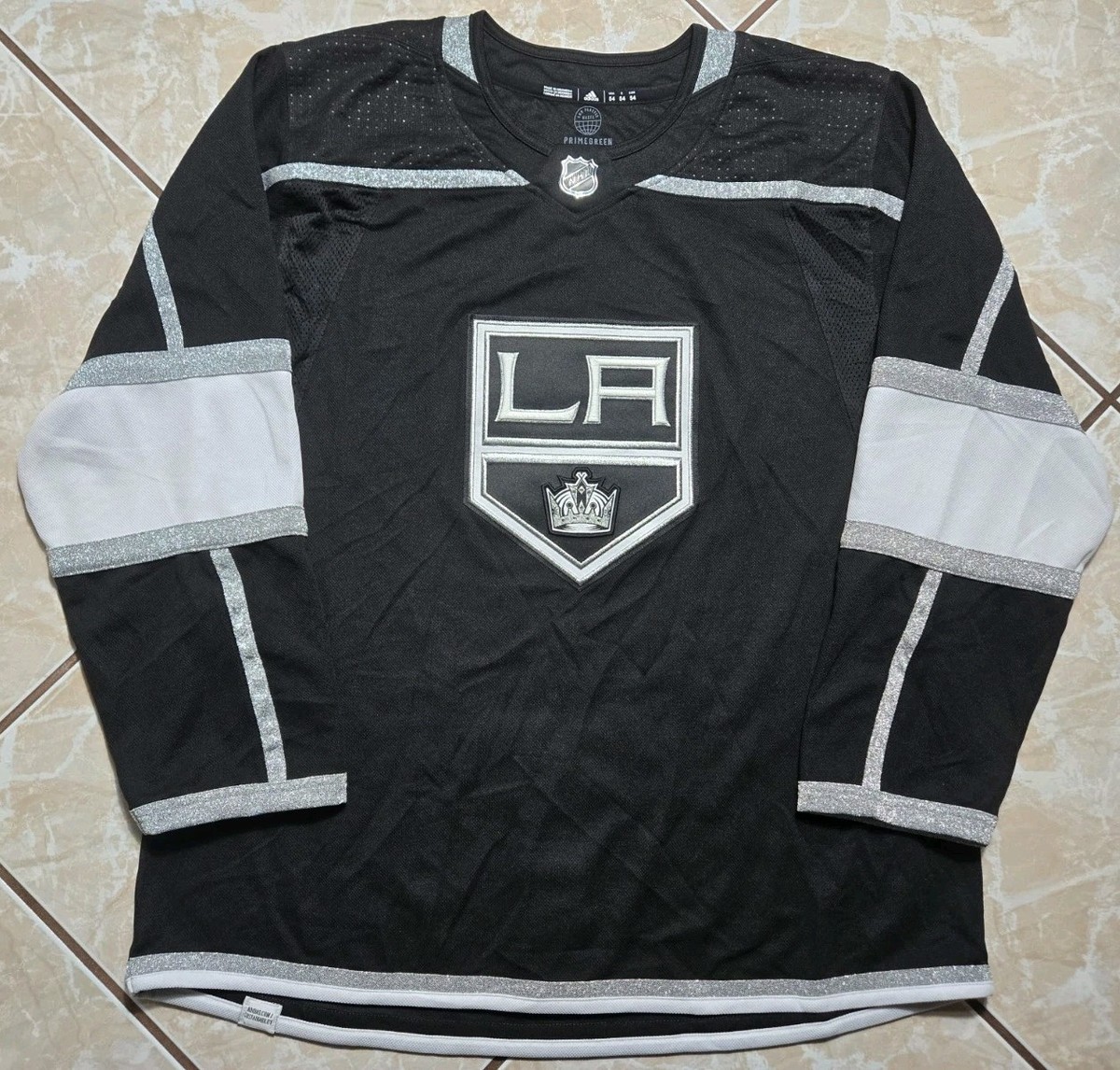 NWT Adidas LA Kings Home Authentic Prime Green Black NHL Hockey