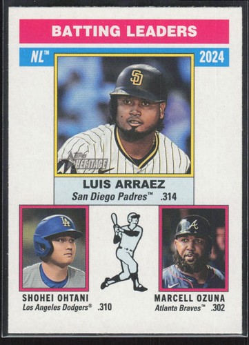2025 Topps Heritage #191 NL Batting Leaders Arraez Marcell Ozuna Shohei Ohtani