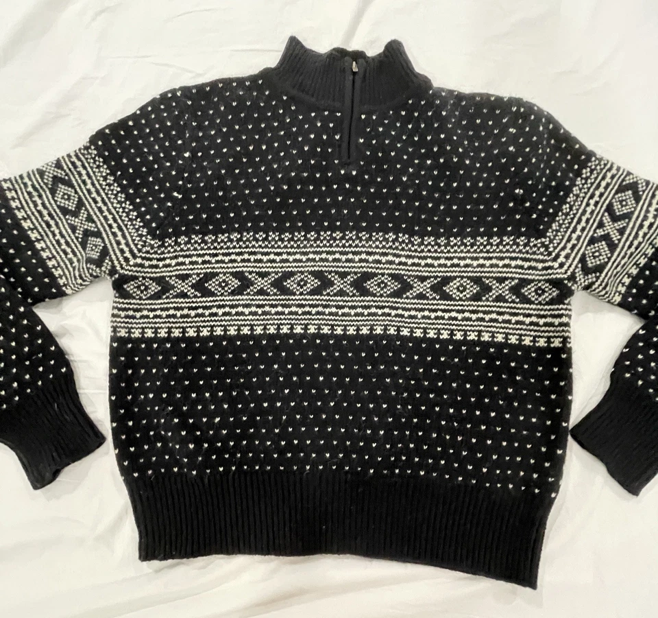 Suéter Limited America 1/4 Cremallera Blanco y Negro Lunares Talla M De Colección Nuevo Con Etiquetas Foto 2 de 4