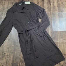 BANANA REPUBLIC Shirt Dress Womens 6 Brown Wool Blend Belted Made in Italy NEW