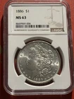 1886 Morgan Silver Dollar MS63 NGC