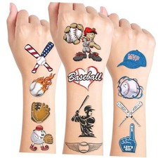60PCS Baseball Temporary Tattoos for Kids - Pre-Cut, Cute Birthday Party