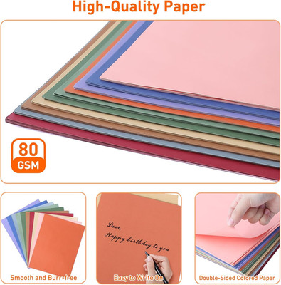 8.5'' 11'' Bulk Colored Copy Print Paper 200 Sheets 10 Assorted Colors Printer DIY