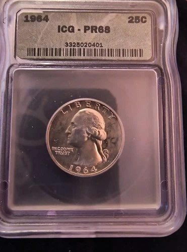 1964 Washington Quarter Silver Proof ICG PR68 Philadelphia 25C Coin