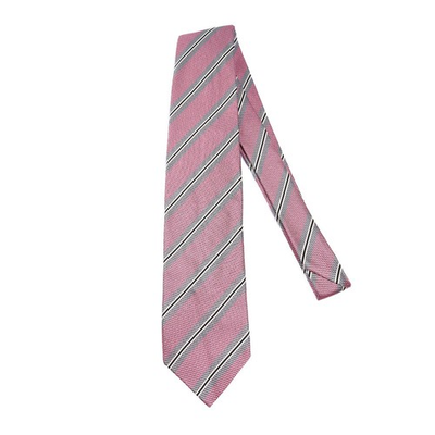 #ad #ad Trafalgar Silk Tie Pink Gray Regimental Stripe Made in USA 3.37x58.5 $19.95