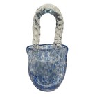 Hand Blown Glass Purse Blue White Clear Vintage — photo 2