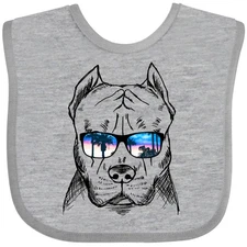 Inktastic Pitbull Sketch Portrait With Sunglasses Baby Bib Pets Summer I Love