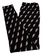 LuLaRoe Leggings OS One Size BLACK RED Bolt RAIN LIGHTENING Electricity Fun Dot