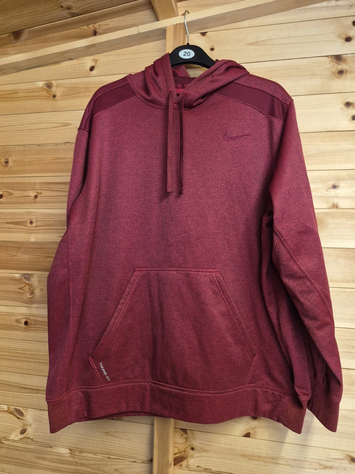 Nike Therma-FIT Mens Hoodie Burgundy Pullover Sweatshirt 2XL